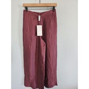 NWT Athleta Women's Calm Cool Wide Leg Satin Pants Mauve Casual Comfy- Size S